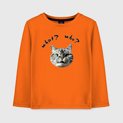 Лонгслив хлопковый детский Кот с вопросами, цвет: оранжевый