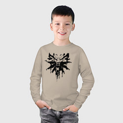Лонгслив хлопковый детский The Witcher подтеки лого, цвет: миндальный — фото 2