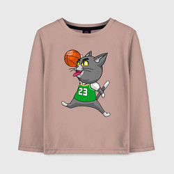 Лонгслив хлопковый детский Jordan Cat, цвет: пыльно-розовый