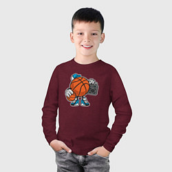 Лонгслив хлопковый детский Basket Music, цвет: меланж-бордовый — фото 2