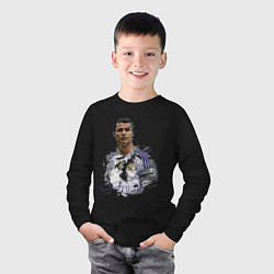 Лонгслив хлопковый детский Cristiano Ronaldo Manchester United Portugal, цвет: черный — фото 2