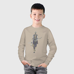 Лонгслив хлопковый детский Робот воин, цвет: миндальный — фото 2