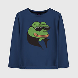 Лонгслив хлопковый детский Лягушонок Пепе, цвет: тёмно-синий