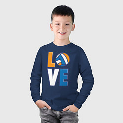 Лонгслив хлопковый детский Love Volleyball, цвет: тёмно-синий — фото 2