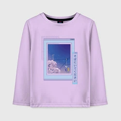 Лонгслив хлопковый детский Vaporwave Аниме Пейзаж, цвет: лаванда