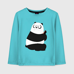 Лонгслив хлопковый детский Возмущенная панда, цвет: бирюзовый