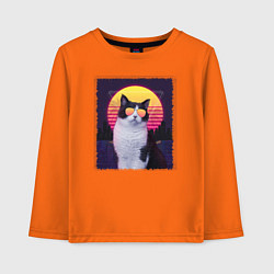 Детский лонгслив Synthwave cat