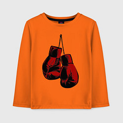 Лонгслив хлопковый детский Боксерские перчатки, цвет: оранжевый