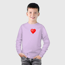 Лонгслив хлопковый детский Пиксельное Сердце, цвет: лаванда — фото 2