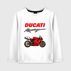 Лонгслив хлопковый детский DUCATI ДУКАТИ MOTOSPORT, цвет: белый