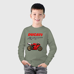Лонгслив хлопковый детский DUCATI ДУКАТИ MOTOSPORT, цвет: авокадо — фото 2