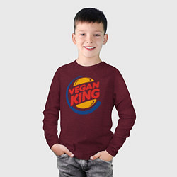 Лонгслив хлопковый детский Vegan King, цвет: меланж-бордовый — фото 2