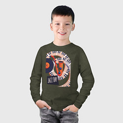 Лонгслив хлопковый детский Джаз, цвет: меланж-хаки — фото 2
