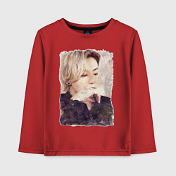 Лонгслив хлопковый детский Задумчивый Чонгук, цвет: красный