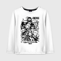 Лонгслив хлопковый детский Персонажи Ван-Пис Большой куш, цвет: белый