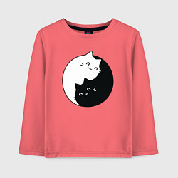 Лонгслив хлопковый детский Инь Ян Котики, цвет: коралловый