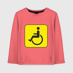 Лонгслив хлопковый детский Знак Инвалид, цвет: коралловый