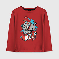 Лонгслив хлопковый детский Майнкрафт Волк, Minecraft Wolf, цвет: красный