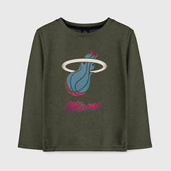 Лонгслив хлопковый детский Miami Heat, цвет: меланж-хаки