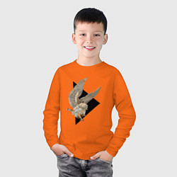 Лонгслив хлопковый детский Орёл в шоке, цвет: оранжевый — фото 2