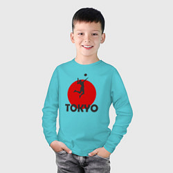 Лонгслив хлопковый детский Tokyo Volleyball, цвет: бирюзовый — фото 2