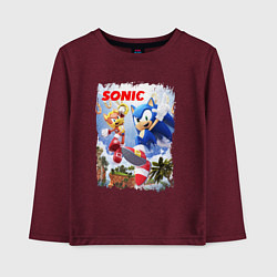 Лонгслив хлопковый детский SONIC СОНИК Z, цвет: меланж-бордовый
