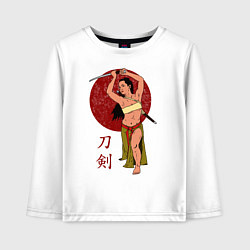 Лонгслив хлопковый детский Женщина ронин, цвет: белый