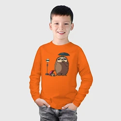 Лонгслив хлопковый детский Тоторо Ленивец, цвет: оранжевый — фото 2