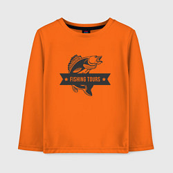 Лонгслив хлопковый детский Fishing tours, цвет: оранжевый