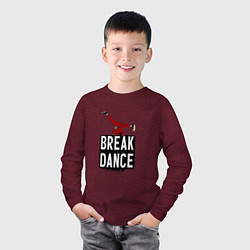 Лонгслив хлопковый детский Break Dance, цвет: меланж-бордовый — фото 2