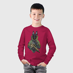 Лонгслив хлопковый детский Овчарка-военный, цвет: маджента — фото 2