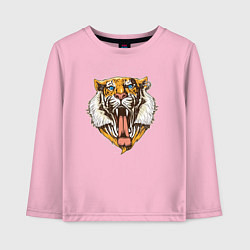 Лонгслив хлопковый детский Крутой Тигр, цвет: светло-розовый