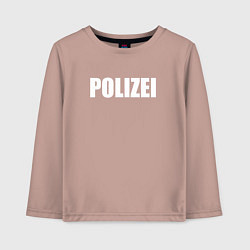 Лонгслив хлопковый детский POLIZEI Полиция Надпись Белая, цвет: пыльно-розовый
