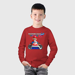 Лонгслив хлопковый детский Марио крутой гонщик, цвет: красный — фото 2