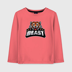 Лонгслив хлопковый детский Зверь, цвет: коралловый