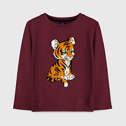 Лонгслив хлопковый детский Little Tiger, цвет: меланж-бордовый