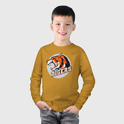 Лонгслив хлопковый детский Sport Tigers, цвет: горчичный — фото 2
