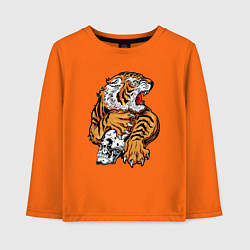 Лонгслив хлопковый детский Tiger Skull, цвет: оранжевый