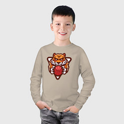 Лонгслив хлопковый детский Basketball Tiger, цвет: миндальный — фото 2