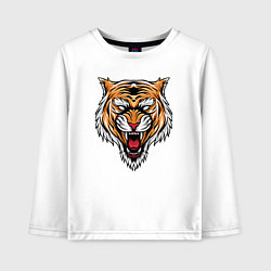Лонгслив хлопковый детский Tiger Scream, цвет: белый
