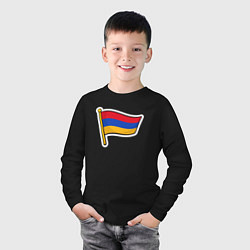 Лонгслив хлопковый детский Флаг Армении, цвет: черный — фото 2