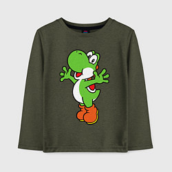 Лонгслив хлопковый детский Yoshi, цвет: меланж-хаки