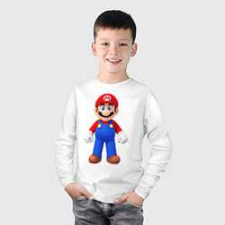 Лонгслив хлопковый детский Mario, цвет: белый — фото 2