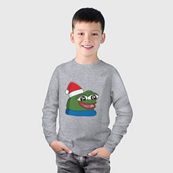 Лонгслив хлопковый детский Pepe, pepe happy, Пепе хеппи, pepe happy new year, цвет: меланж — фото 2