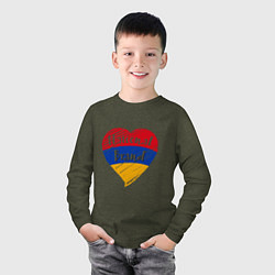 Лонгслив хлопковый детский Armenian Brand, цвет: меланж-хаки — фото 2