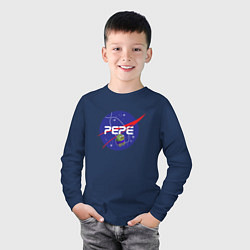 Лонгслив хлопковый детский Pepe Pepe space Nasa, цвет: тёмно-синий — фото 2