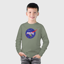 Лонгслив хлопковый детский Pepe Pepe space Nasa, цвет: авокадо — фото 2