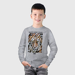 Лонгслив хлопковый детский Happy New Year Tiger, цвет: меланж — фото 2