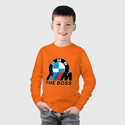 Лонгслив хлопковый детский BMW BOSS, цвет: оранжевый — фото 2
