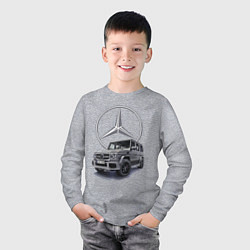 Лонгслив хлопковый детский Mercedes Gelendwagen G63 AMG G-class G400d, цвет: меланж — фото 2